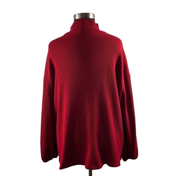 Ava & Viv Waffle Knit Thermal Long Sleeve Mock Neck Top Plus Size - Picture 9 of 15